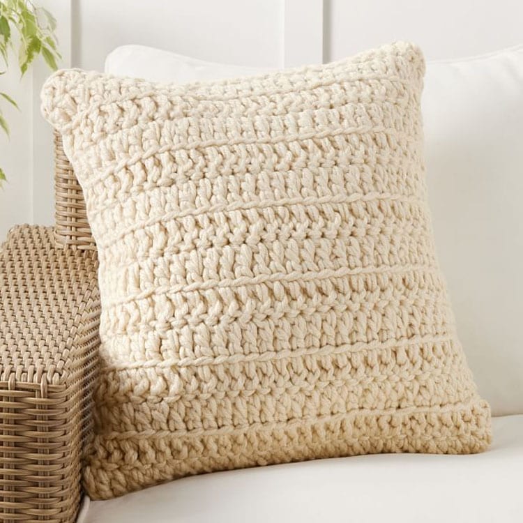 This neutral textured throw pillow can be used indoors or outdoors! #ABlissfulNest
