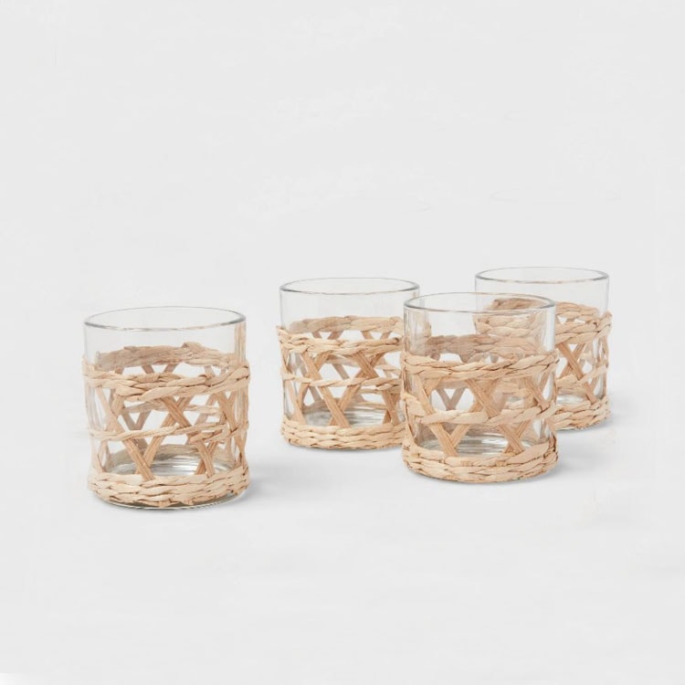 These natural wrapped tumblers are only $15 and a perfect addition for summer entertaining! #ABlissfulNest