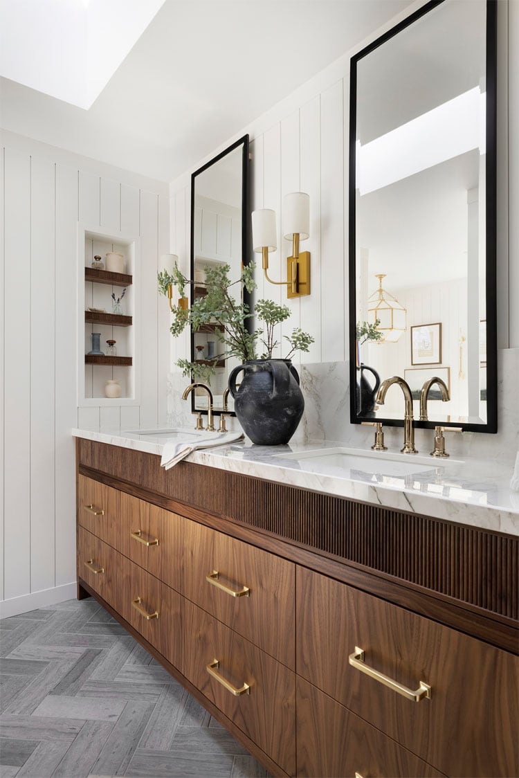 This neutral designed bathroom designed by Jkath Design is stunning! #ABlissfulNest