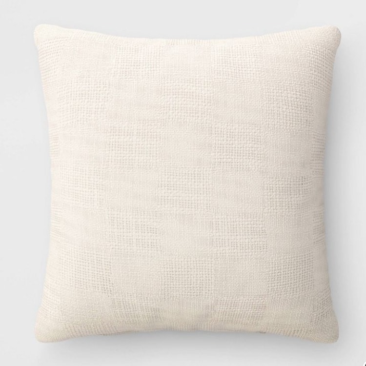 This ivory woven textured throw pillow is a perfect neutral! #ABlissfulNest