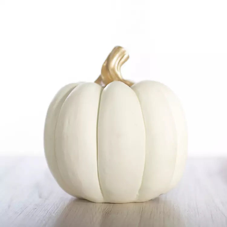 This white and gold pumpkin decoration is perfect for fall! #ABlissfulNest
