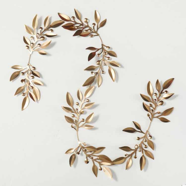 This brass metal leaf garland is perfect for fall and for the holidays! #ABlissfulNest