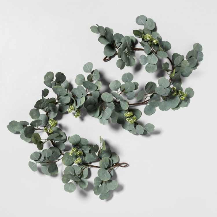 This faux eucalyptus garland is so pretty! #ABlissfulNest