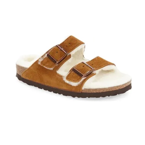 These shearling Birkenstock sandals are a fun gift idea for her this season! #ABlissfulNest