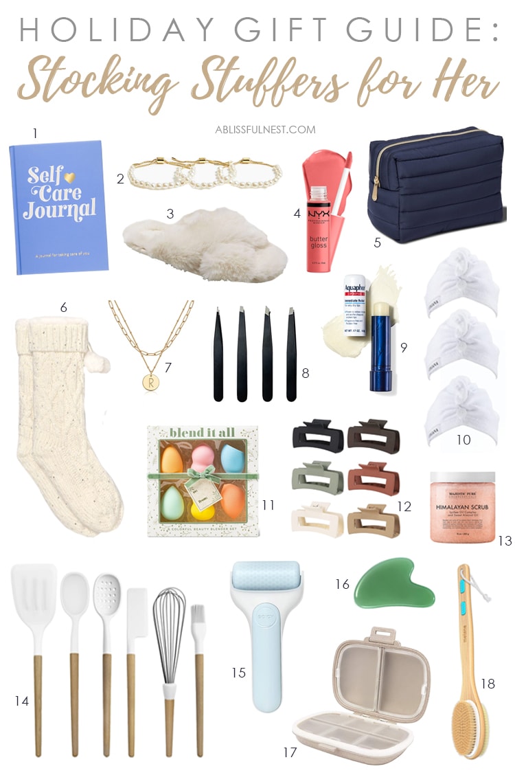 A collection of the best stocking stuffer ideas for women this holiday season! #ABlissfulNest #holidaygifts #stockingstuffers