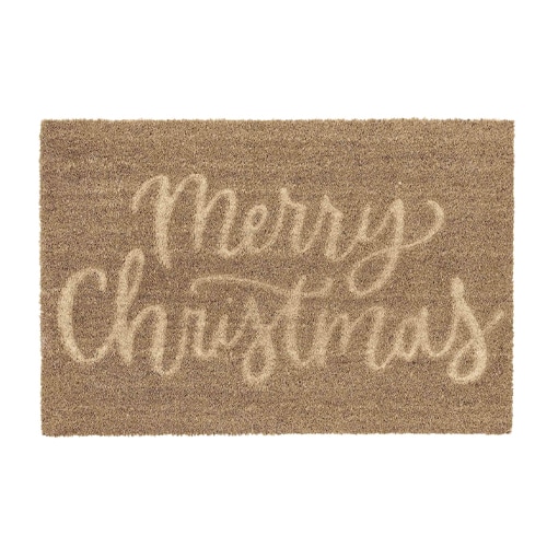 This classic and neutral Christmas door mat is under $30! #ABlissfulNest