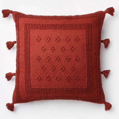 This red throw pillow is perfect to add to your holiday decor this season! #ABlissfulNest