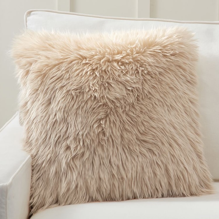 This faux fur throw pillow cover is perfect to add to your pillow setup! #ABlissfulNest