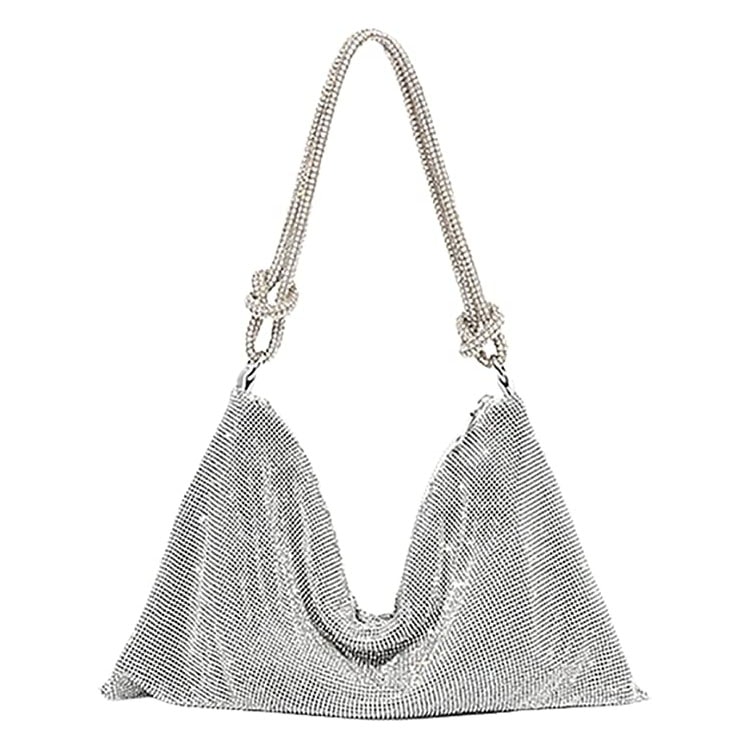 This silver rhinestone slouchy shoulder bag is perfect for New Year's Eve! #ABlissfulNest