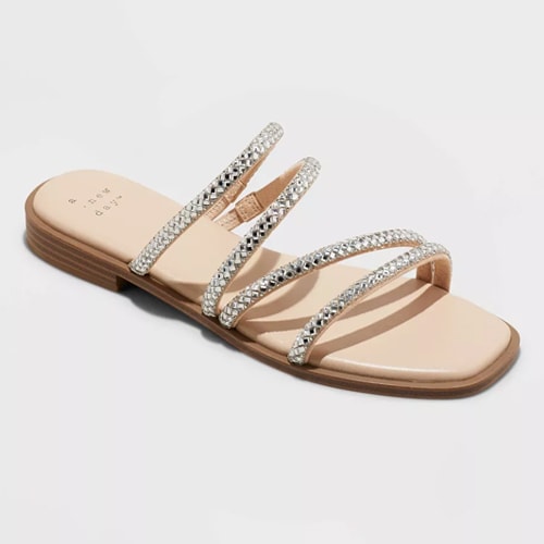 These sparkly strappy sandals are the cutest statement sandal under $40! #ABlissfulNest