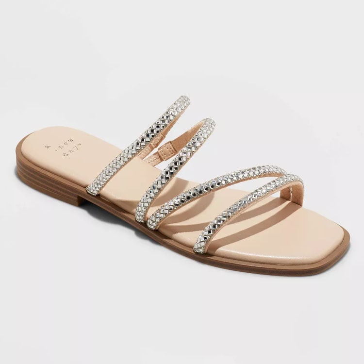 These shimmering strappy sandals are so pretty and the perfect statement sandal! #ABlissfulNest