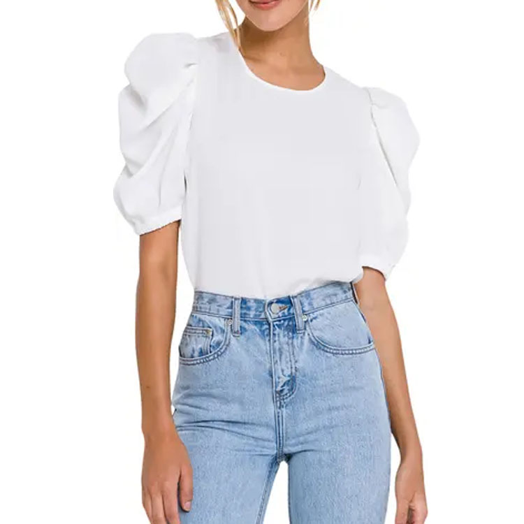 This white puff sleeve top is the perfect spring top! #ABlissfulNest