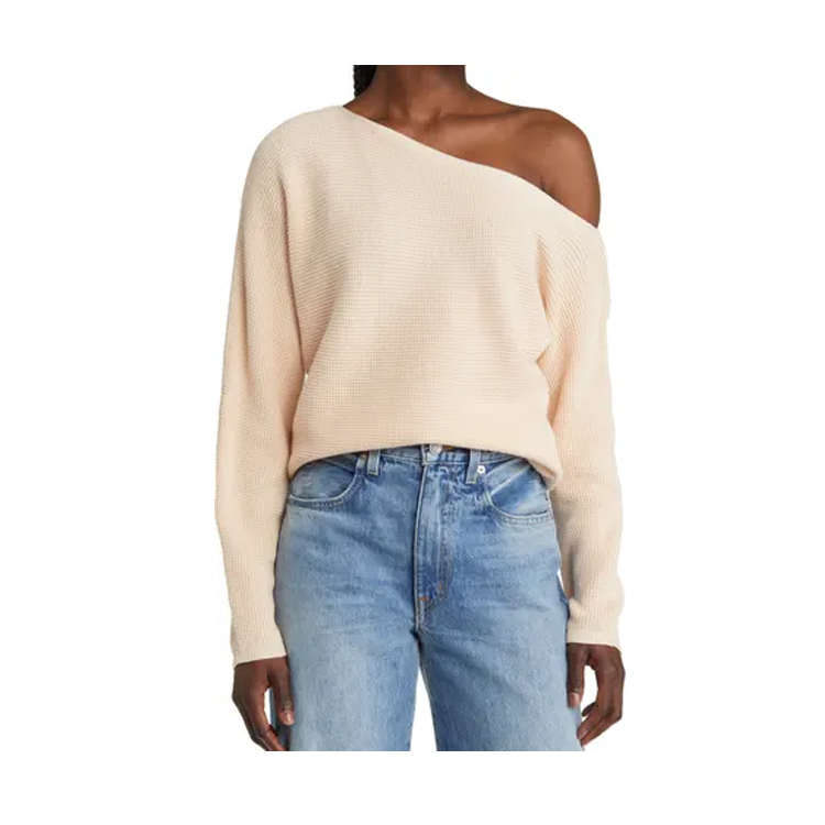 This off-the-shoulder spring sweater is the perfect neutral to add to your closet this season! #ABlissfulNest