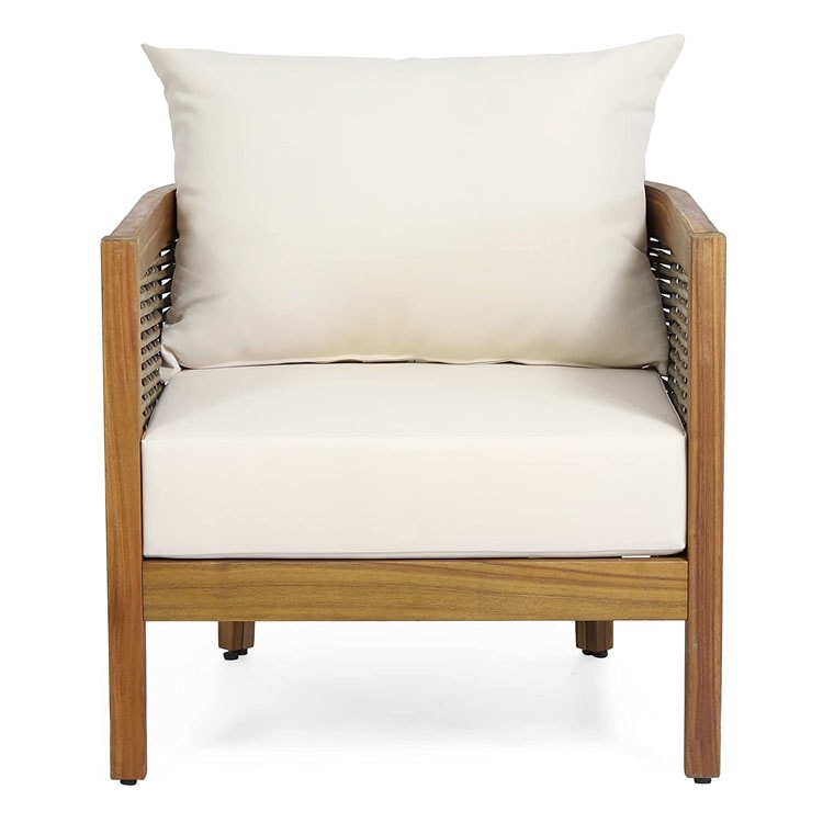 These acacia wood accent chairs are perfect to add to your patio this season! #ABlissfulNest