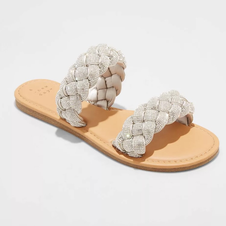 These embellished braided slide sandals are an under $30 must have! #ABlissfulNest