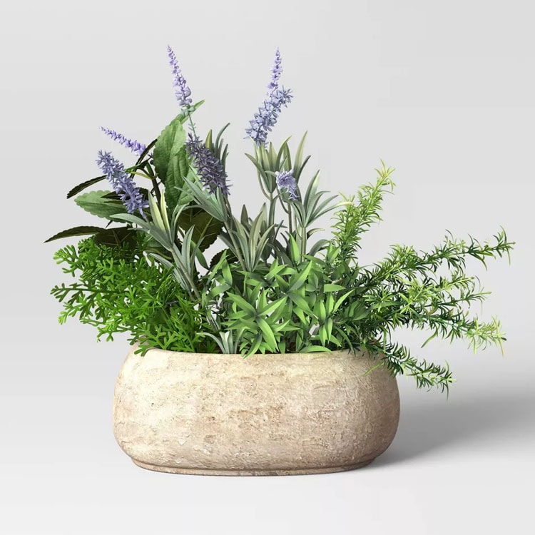 This artificial herb garden is only $30 and perfect to set up your spring and summer decor with! #ABlissfulNest