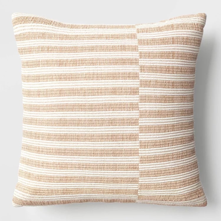 This striped outdoor pillow is perfect to add to your patio this season! #ABlissfulNest