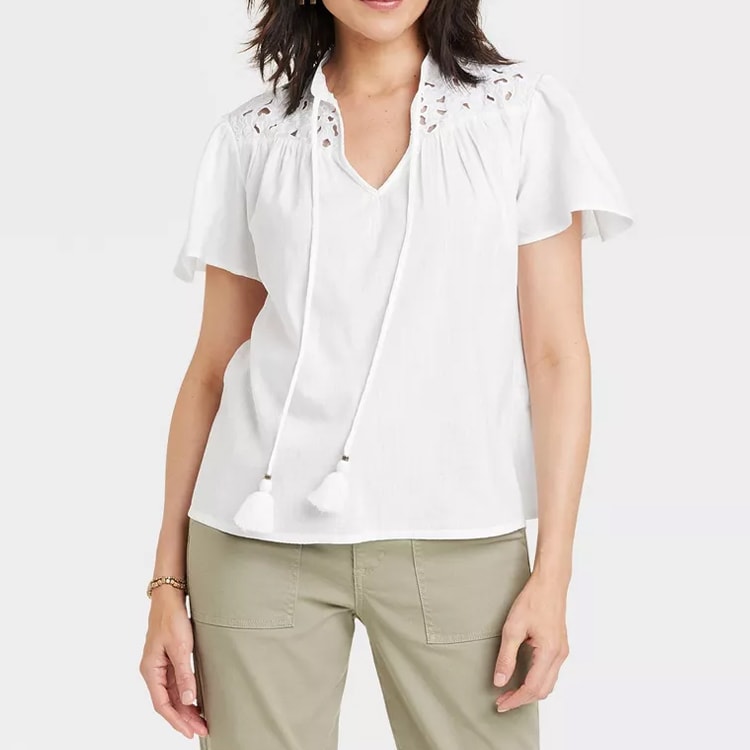 This pretty white blouse is only $30 and perfect for spring! #ABlissfulNest