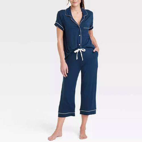 This navy pajama set is a perfect Mother's Day gift idea under $30! #ABlissfulNest