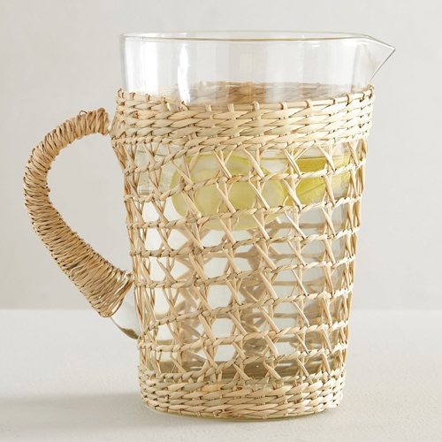 This rattan and glass pitcher is such a fun Mother's Day gift idea to give this year! #ABlissfulNest