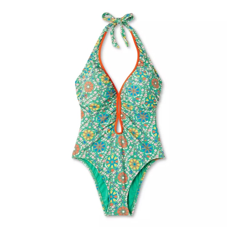 This floral printed one-piece swimsuit is so fun for spring and summer! #ABlissfulNest