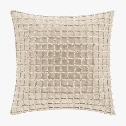 This neutral windowpane textured throw pillow is perfect for spring! #ABlissfulNest