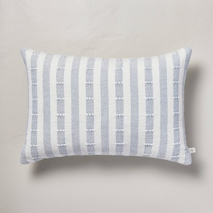 This blue striped throw pillow is perfect for indoors or outdoors this spring and summer! #ABlissfulNest