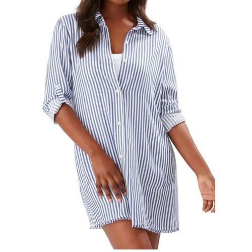This chambray button down coverup top is perfect for the summer! #ABlissfulNest