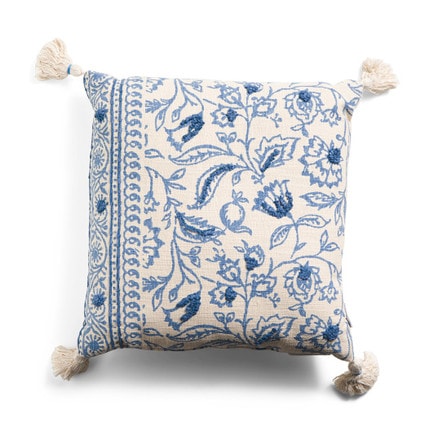 This blue floral and paisley throw pillow is such a gorgeous find for spring! #ABlissfulNest