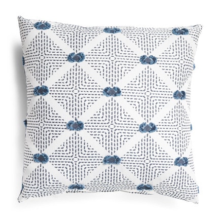 This blue textured throw pillow is perfect to add to your home for spring! #ABlissfulNest
