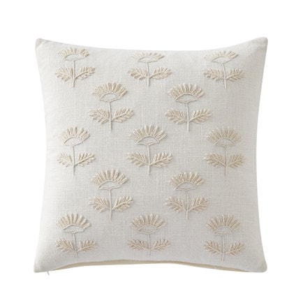 This textured floral throw pillow is the prettiest spring throw pillow! #ABlissfulNest