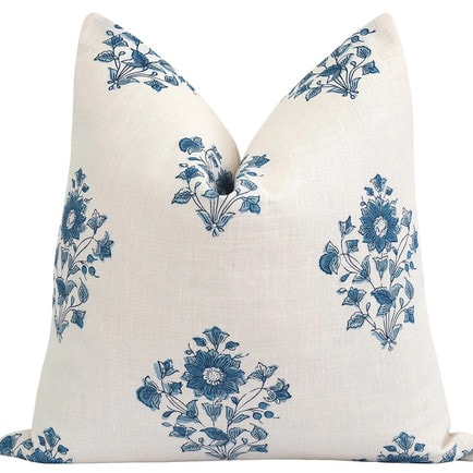 This indigo floral throw pillow is perfect for spring! #ABlissfulNest