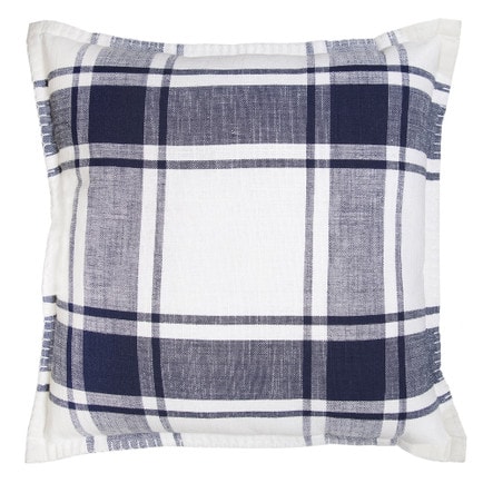 This blue and white plaid throw pillow is the perfect $11 summer throw pillow! #ABlissfulNest