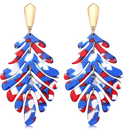 These red white and blue acrylic statement earrings are so fun for summer! #ABlissfulNest