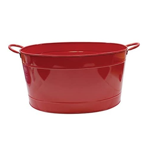 This red beverage tub is perfect to store all of your drinks in for summer entertaining! #ABlissfulNest