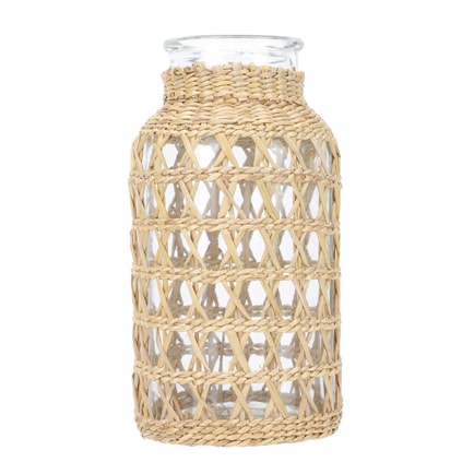 This glass and rattan flower vase is perfect for summer flowers! #ABlissfulNest