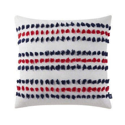 This red white and blue tufted dot throw pillow is perfect to add to your festive summer decor! #ABlissfulNest