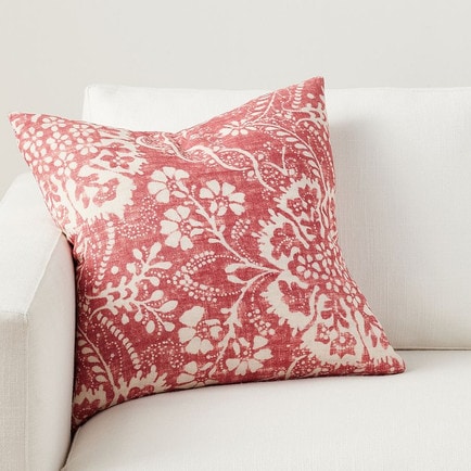 This red floral throw pillow is perfect to add to your festive summer decor this season! #ABlissfulNest