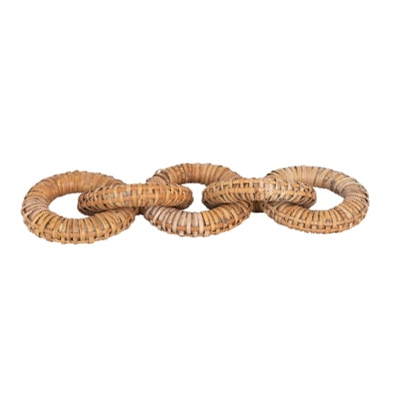 This rattan wrapped wooden link decor is perfect for your summer decor setup! #ABlissfulNest