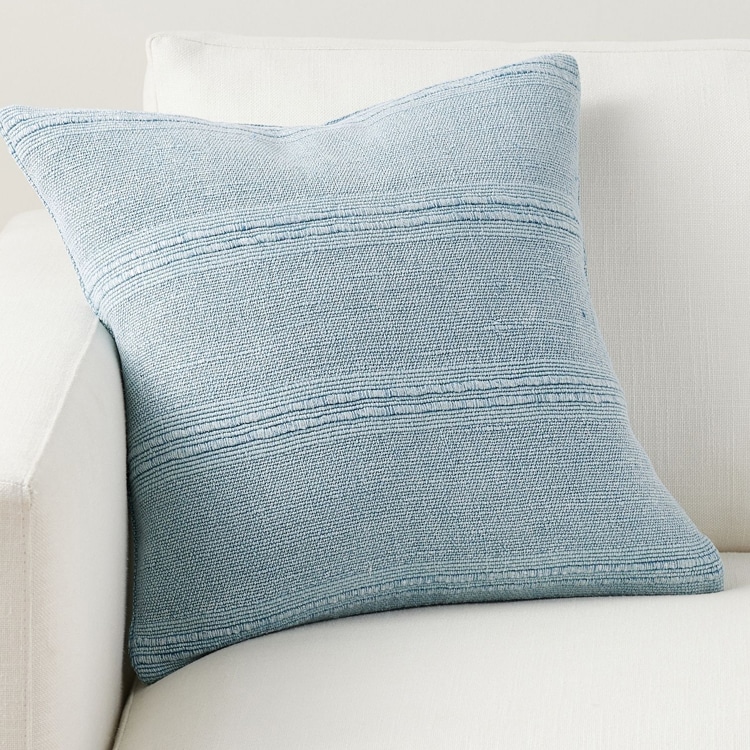 This blue striped throw pillow is perfect for the summer! #ABlissfulNest