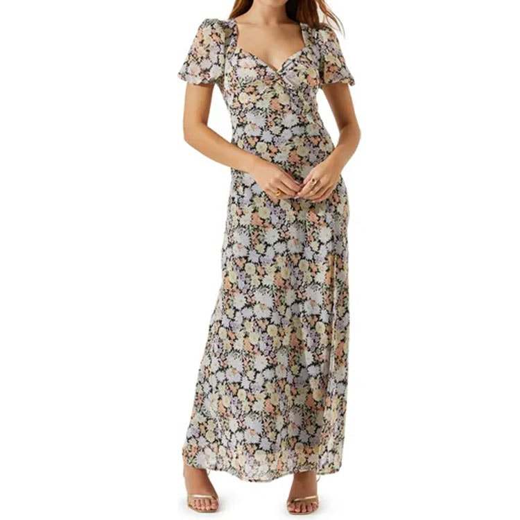 This floral maxi dress is perfect for a summer wedding! #ABlissfulNest