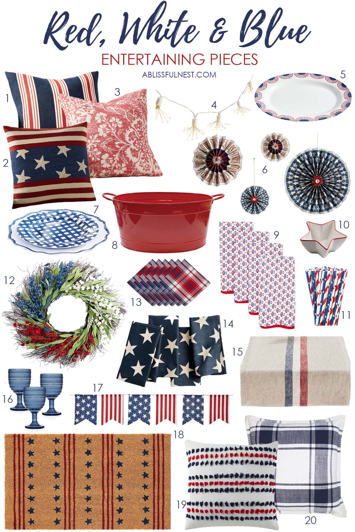 Red, White and Blue Entertaining Pieces