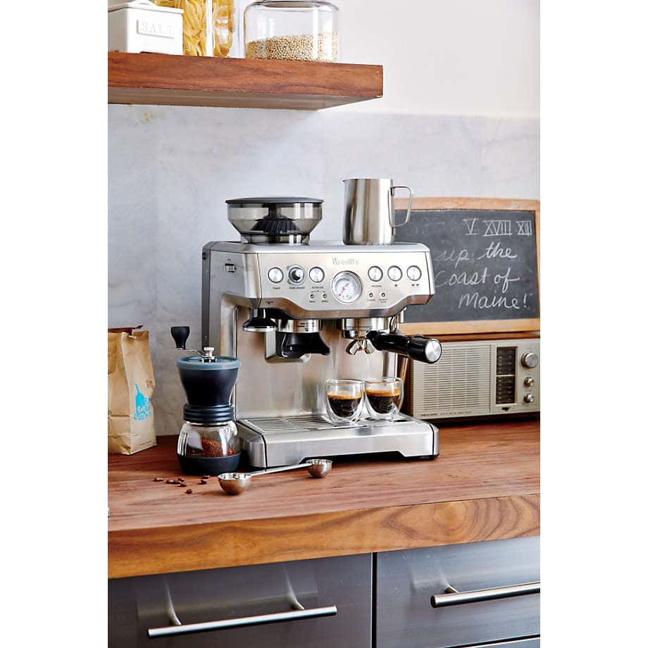 Breville espresso machine on a coffee bar
