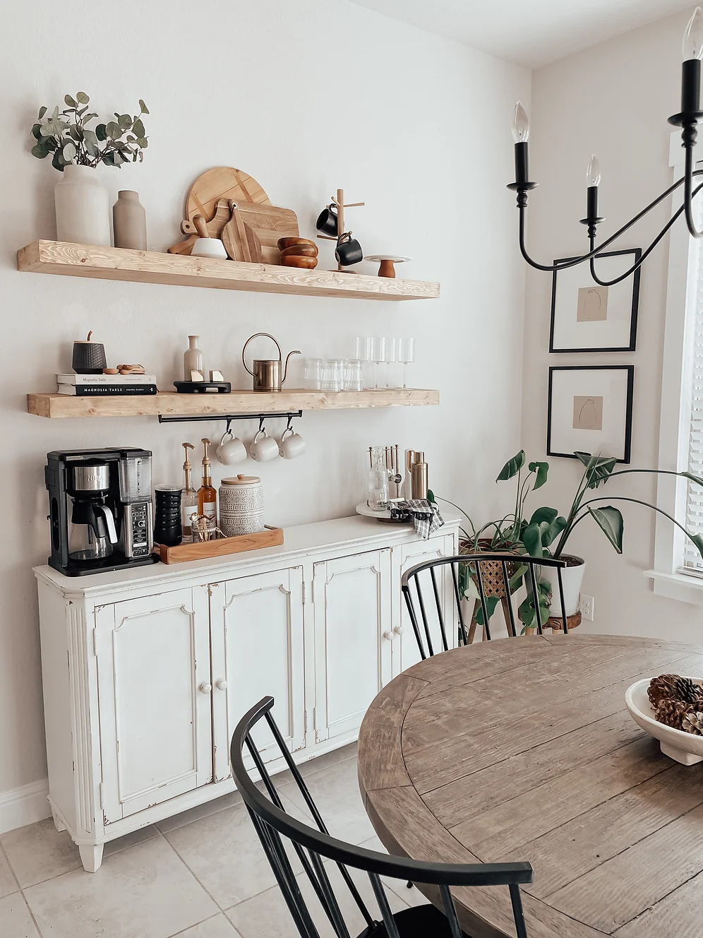 a side board turned into a coffee station