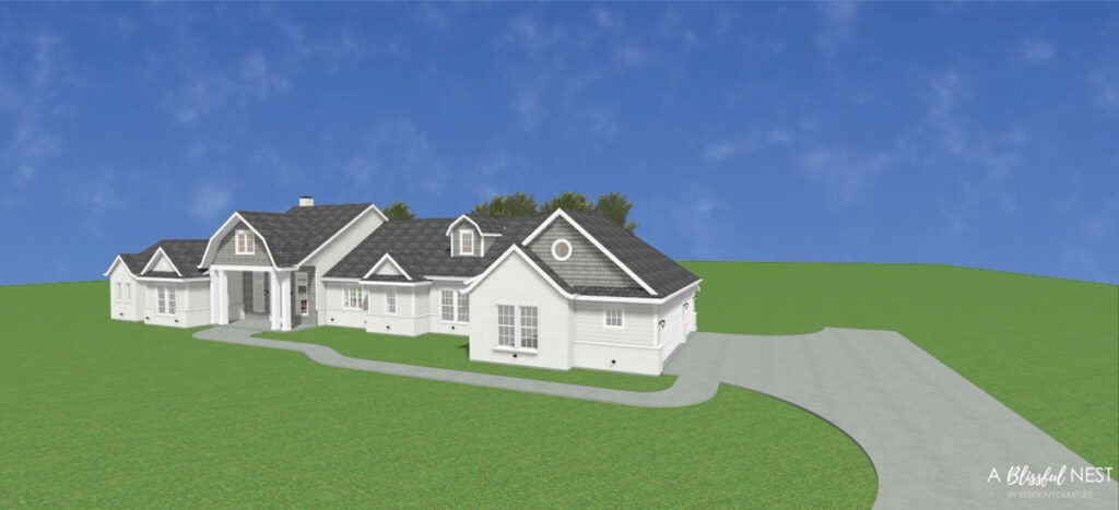 side view of garage exterior elevation drawing