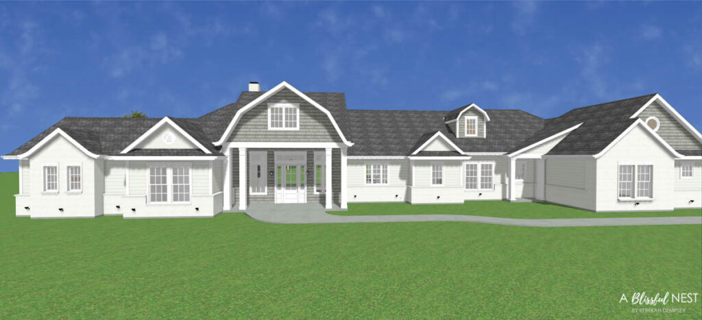 front view of exterior elevation drawing