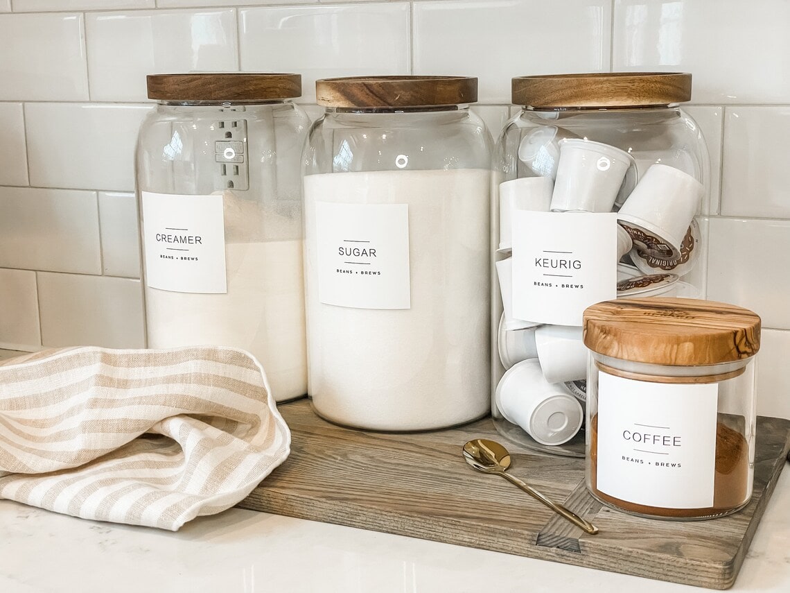 white modern simple coffee labels for containers