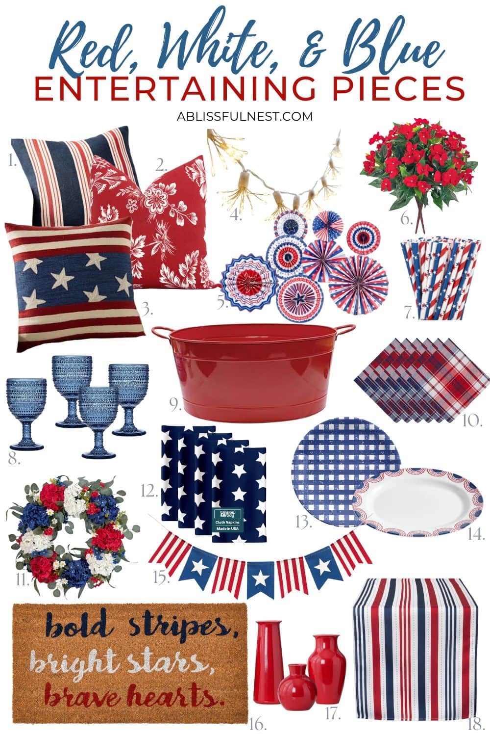 Red, White and Blue Entertaining Pieces