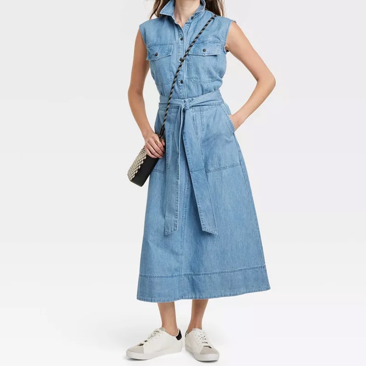 This denim shirt dress is so cute and under $50! #ABlissfulNest