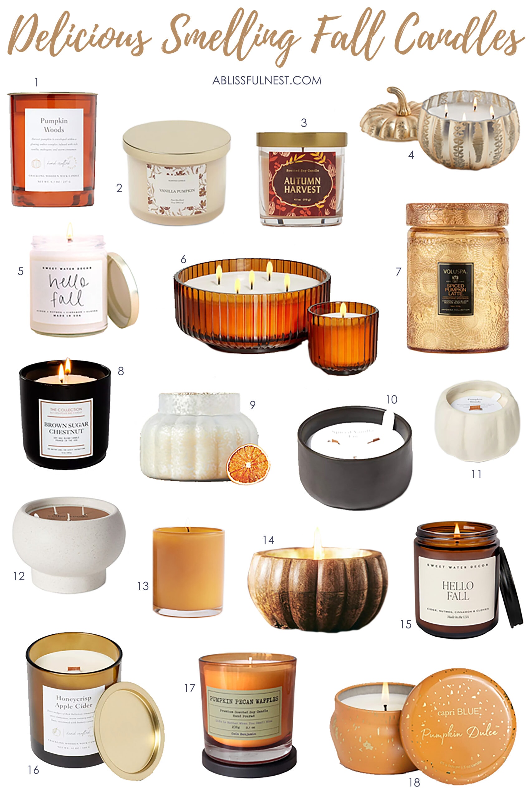 All of the best smelling fall candles to add to your home this fall! #ABlissfulNest